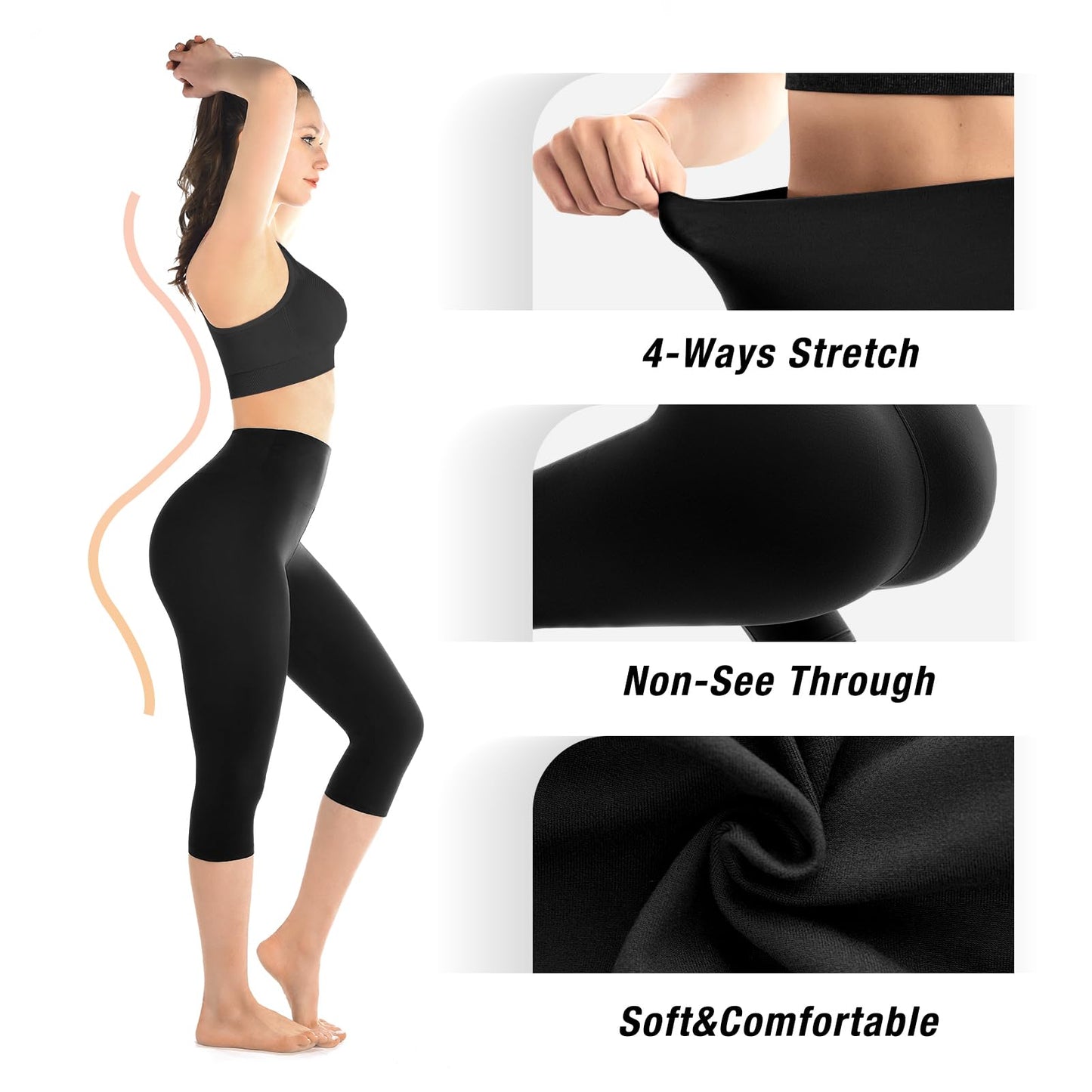 Walifrey Capri Leggings for Women, Buttery Soft High Waisted Leggings for Gym Yoga Workout (Black XXL)