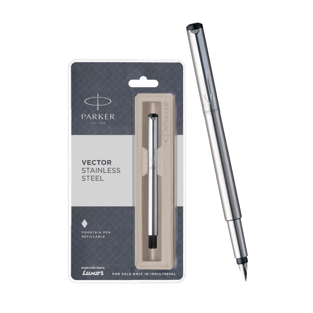 Parker Vector Ct Fountain Pen, Stainless Steel