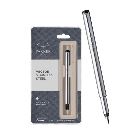 Parker Vector Ct Fountain Pen, Stainless Steel
