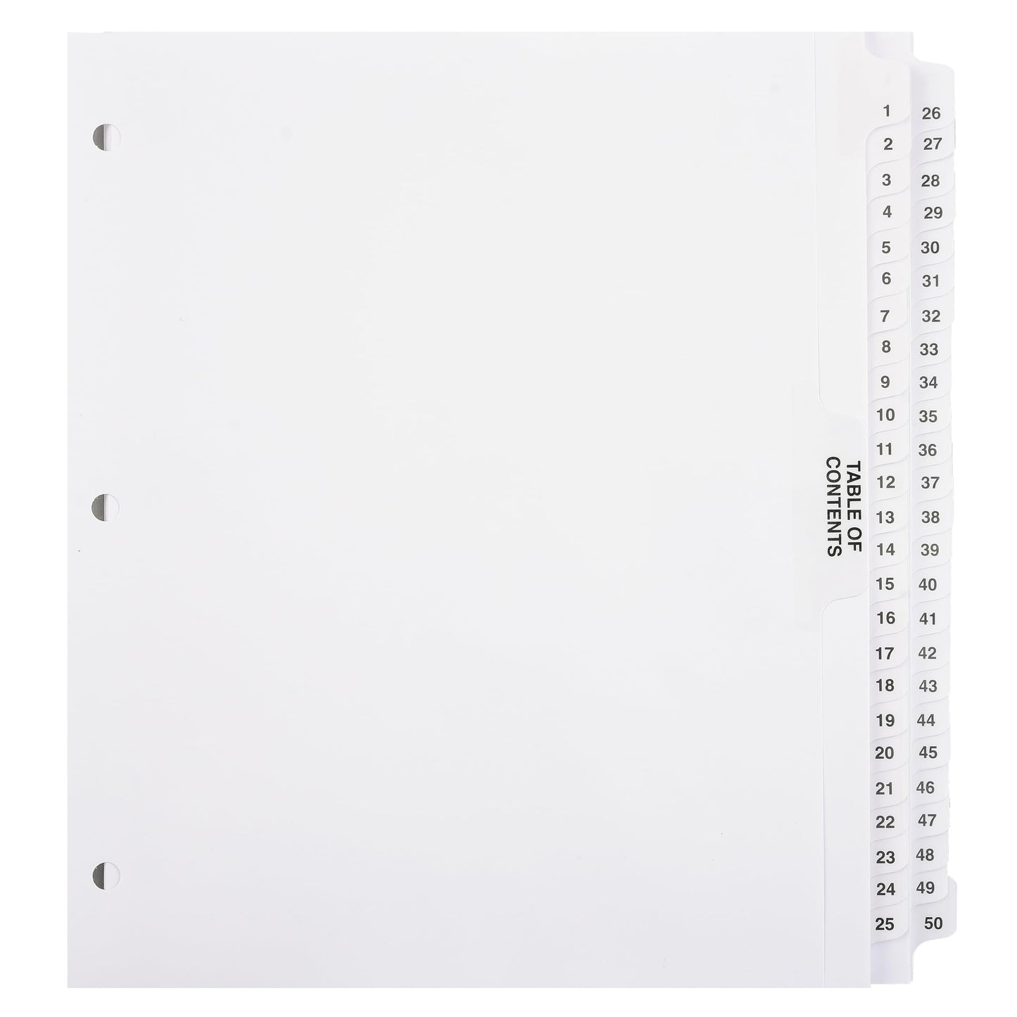 Exhibitindexes® Numbered Dividers 1-50 Punched - AVE Style Bold Tabs - Side Collated Exhibit Tabs - Made in The USA | Letter Size - 1-50 - Sets