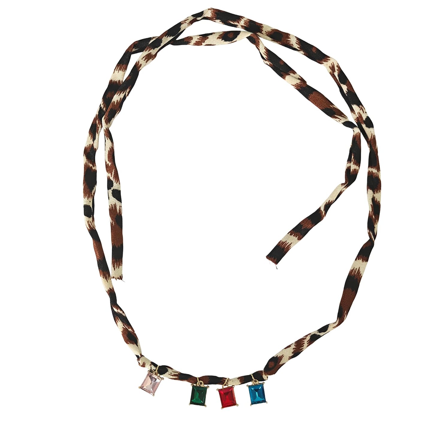 Wailike Scarf Necklace with Charm for Women Leopard Choker Necklaces Silk Tie Necklaces Scarfs Choker Necklaces Jewelry GD5