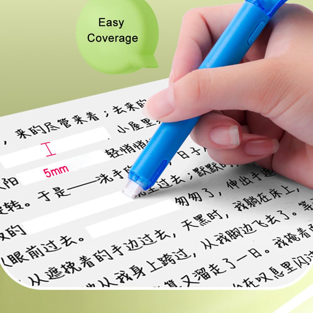 Qtopun Correction Tape Pen, White Out Tape Roller Strong Coverage Per Roll Quick-Dry Correction Tape for School Office Home (12)