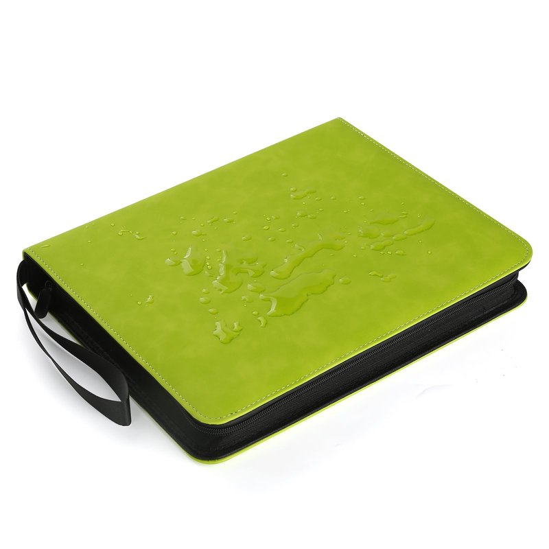 GERMUN 3 Ring 9 Pocket Zipper Card Binder, 720 Double Sided Standard PU Trading Card Album Folder for TCG & Sports Cards, Not Fit Top Loaders (Grass Green)