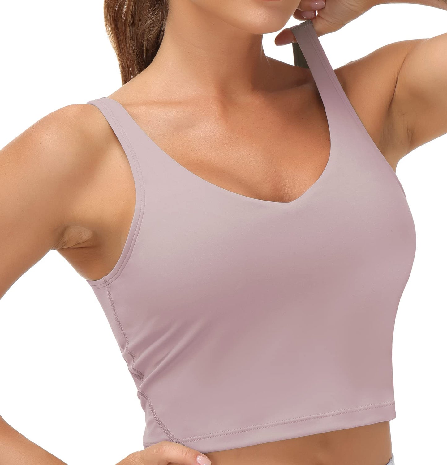 Women’s Longline Sports Bra Wirefree Padded Medium Support Yoga Bras Gym Running Workout Tank Tops(Light Purple, X-Large)