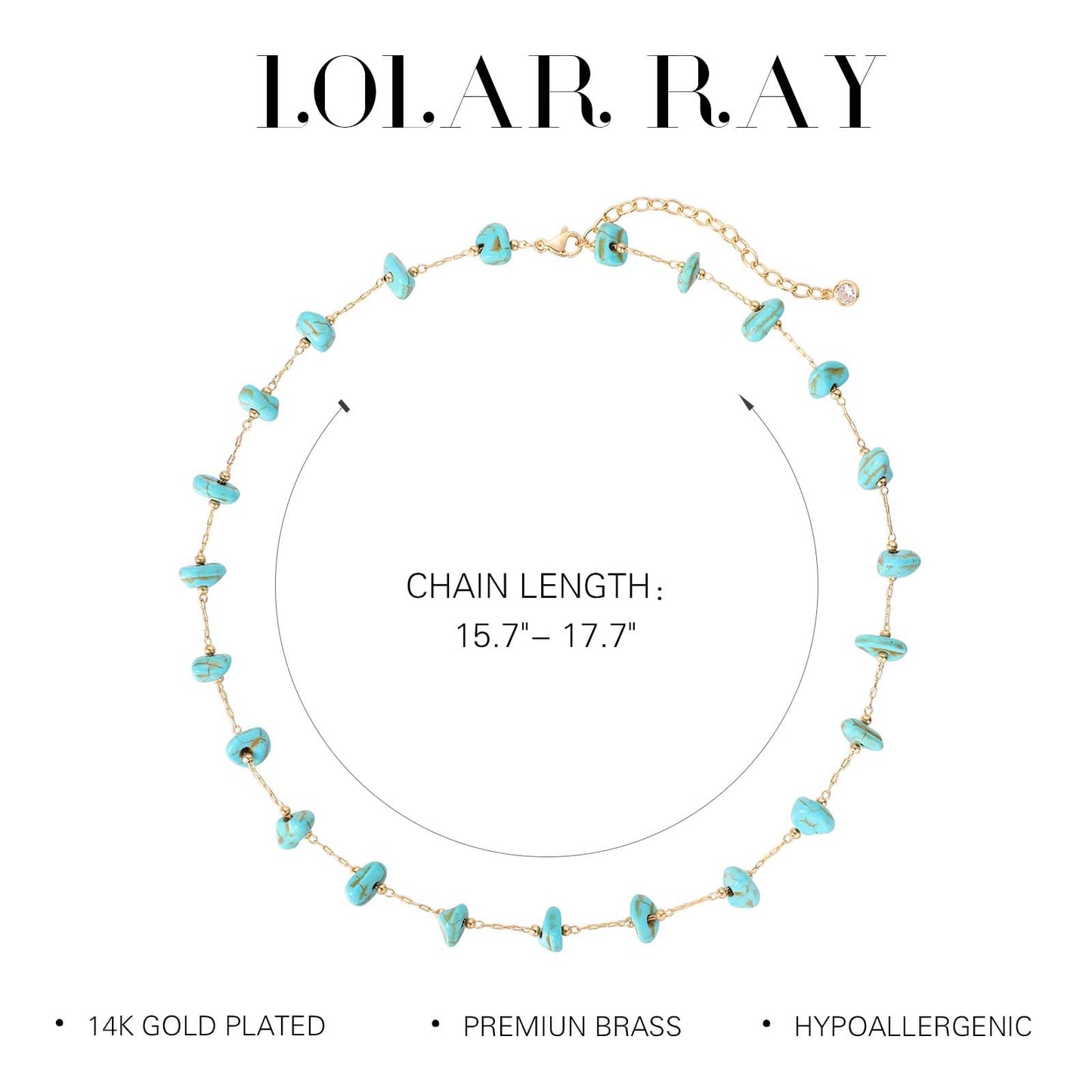 LOLAR RAY Turquoise Jewelry for Women - 14K Gold Plated Irregular Boho Necklaces for Women Summer Beach Boho Choker Bead Gift