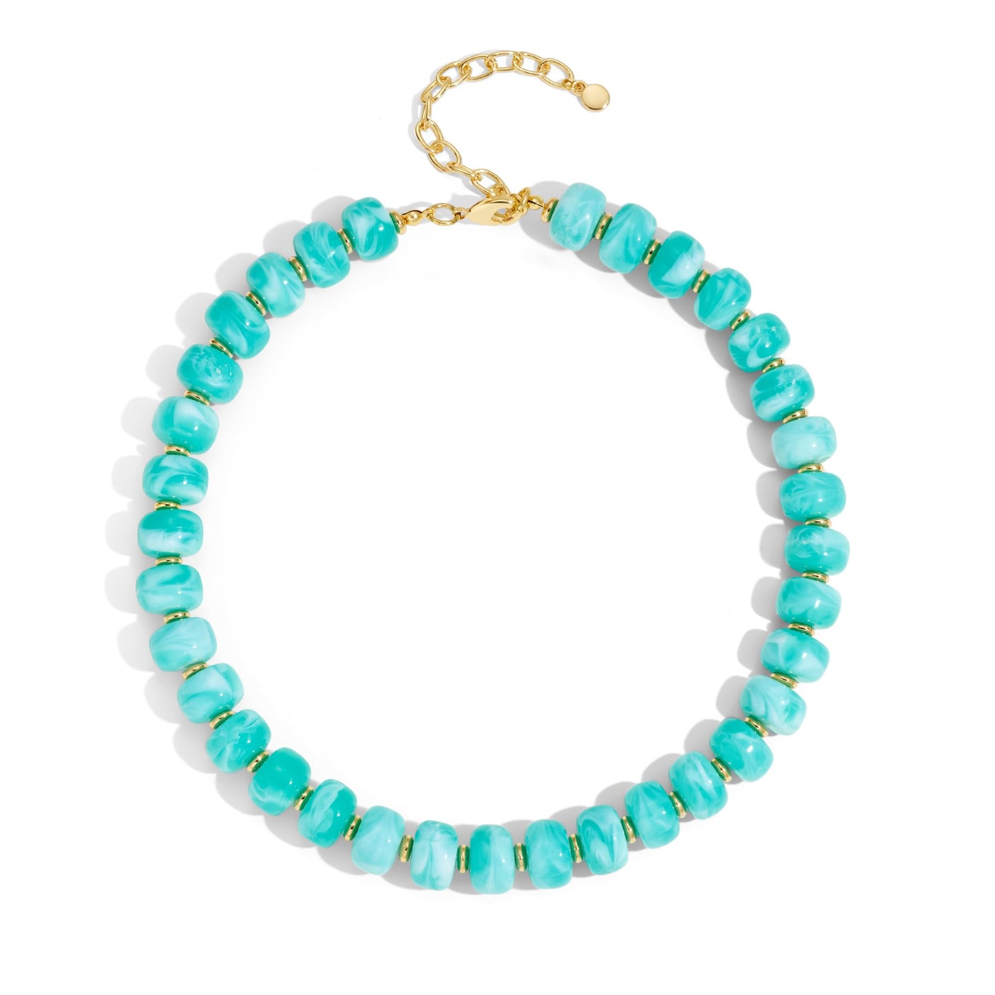 WOWORAMA Chunky Beaded Necklace for Women Lake Blue Resin Beads Choker Necklace Boho Blue Chunky Statement Necklaces Trendy Summer Holiday Jewelry