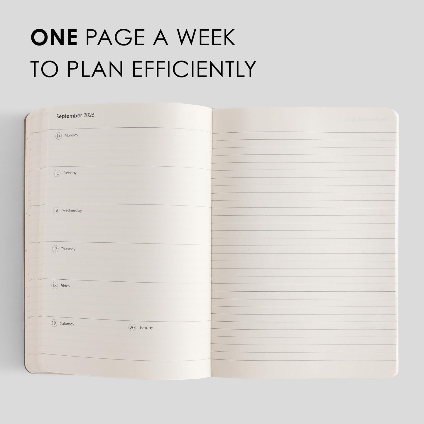 myPAPERCLIP 2026 Weekly Planner | Italian Vegan Leather Cover, 192 Pages, 80 GSM, A5 (5.83 x 8.27 in) | Flat Lay | Yearly Calendar, Monthly Overview & Weekly Planner Layout | Black