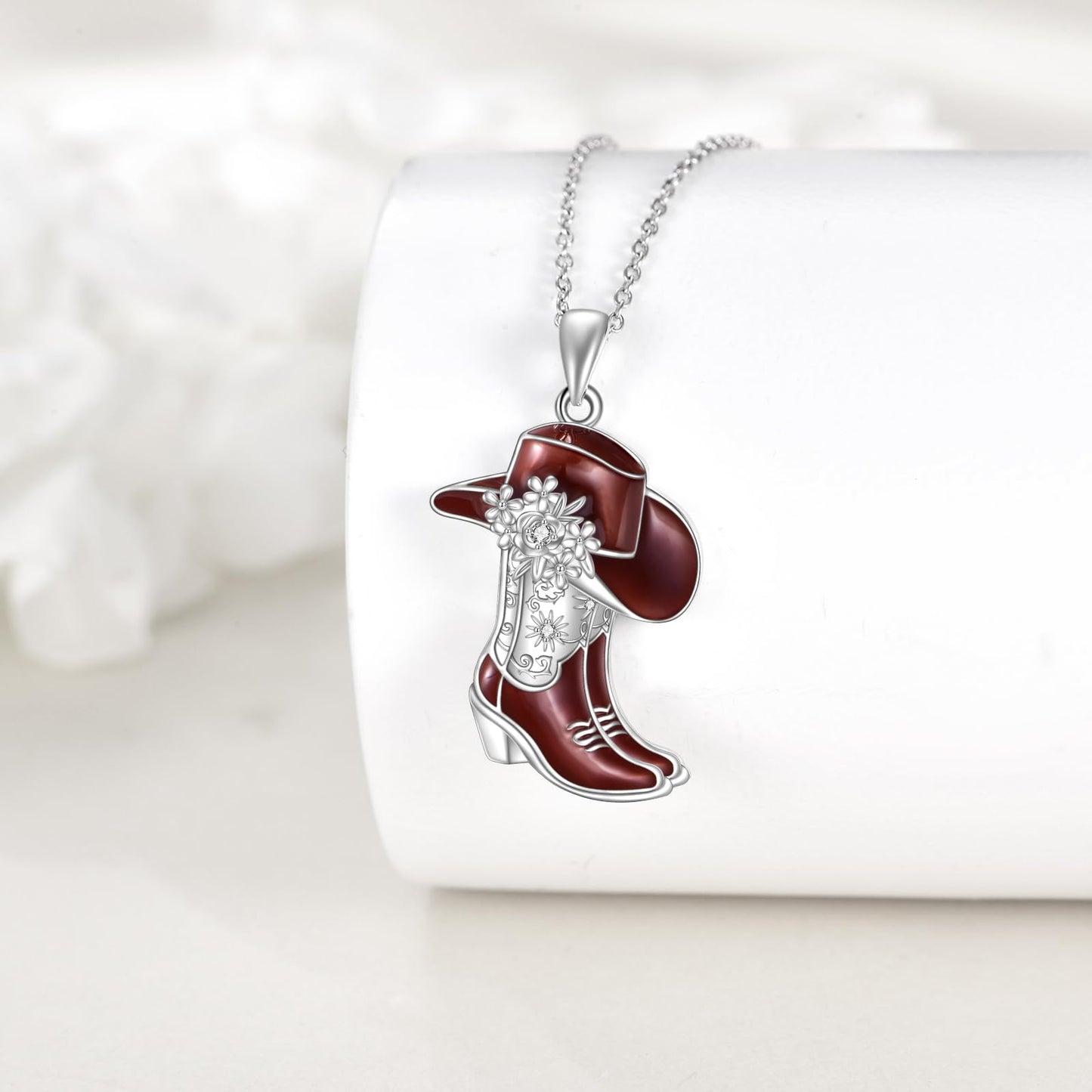 Grmdit Cowgirl Necklace for Women S925 Sterling Silver Cowboy Pendant Necklaces collar vaquero para mujer Western Jewelry Gifts for Cowgirl Cowboy