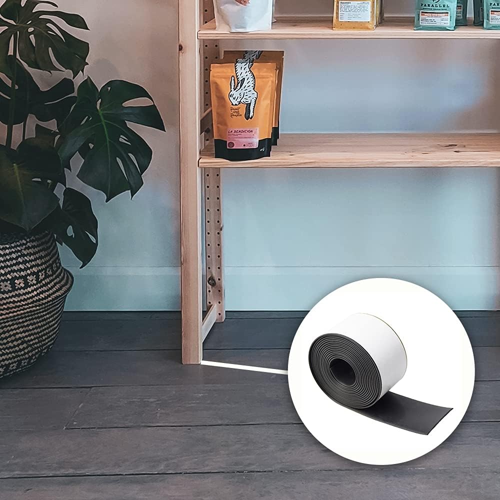 DOBTIM Neoprene Rubber Strips Self Adhesive 1/8 (.125)" Thick X 3" Wide X 25'Long, Solid Rubber Sheets, Rolls & Strips for Gaskets DIY Material, Supports, Leveling, Sealing, Bumpers, Abrasion Black
