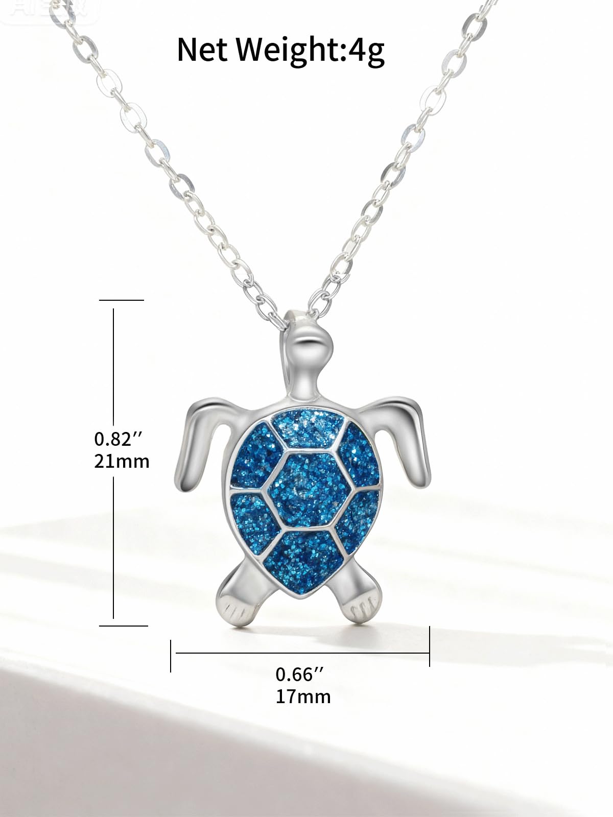 PIYIZ Cute Turtle Necklace Women's Halloween Party Jewelry Silver Plated Stainless Steel Dainty Ocean Jewelry Blue Enamel Pendant with 18 Inch Chain