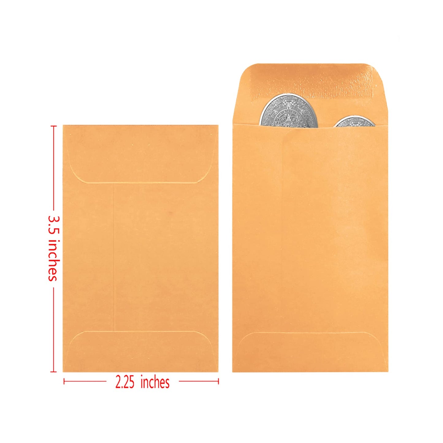 Bonfasvo 500 Pack #1 Brown Coin Envelope 2.25 X 3.5 inches Kraft Envelopes Classic Small Parts Envelopes with Self Adhesive Gummed Flap for Coins Cash Credit Cards Seeds