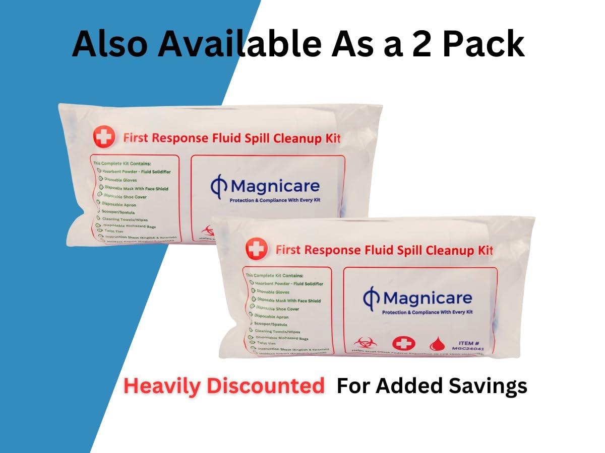 Bloodborne Pathogen & Vomit Cleanup Kit - Be OSHA Compliant| Comprehensive First Response Spill Kit for Bodily Fluids | Bodily Fluid Clean Up Bag| Ideal for Schools, Restaurants & Retirement Homes