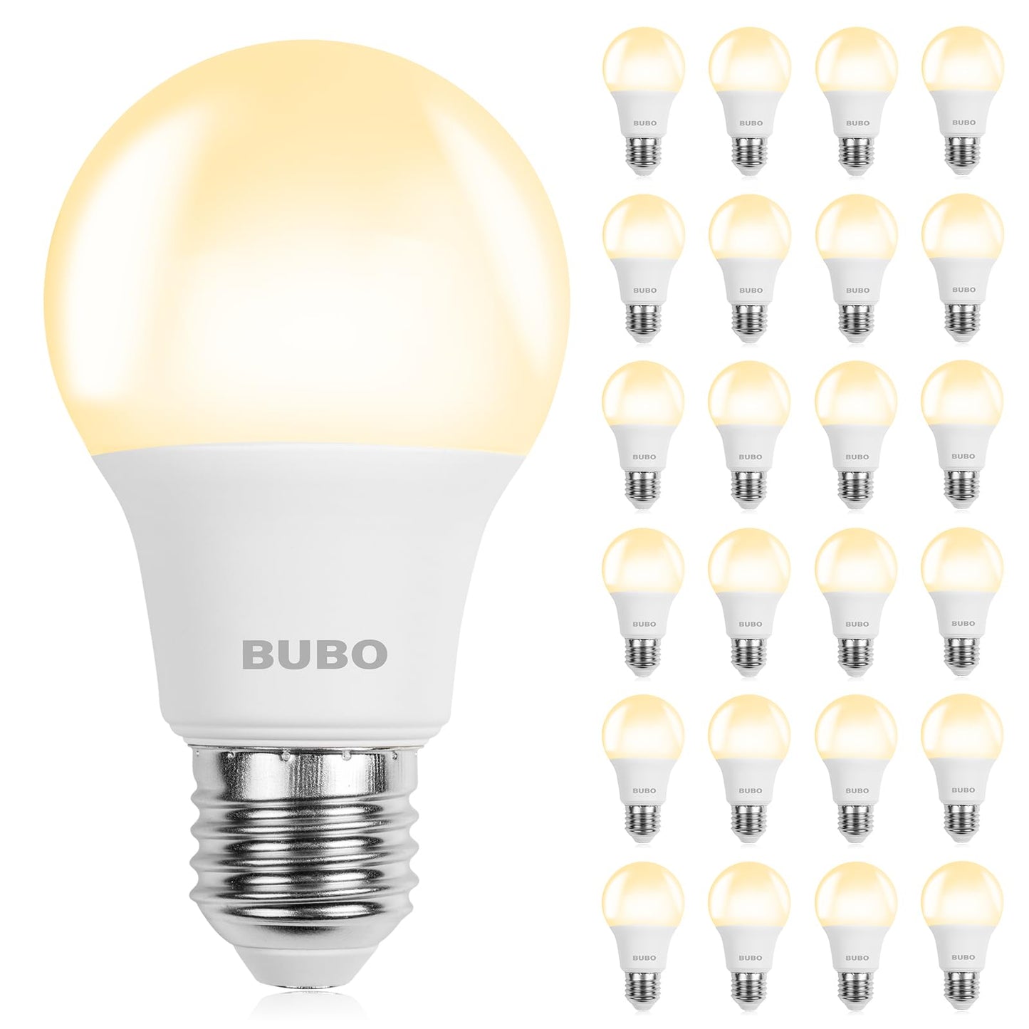 BUBO A19 LED Light Bulbs, 40 Watt Equivalent LED Bulbs, Soft White 2700K, 550 Lumens, E26 Standard Base, Non-Dimmable, 5W Soft White LED Bulbs for Bedroom Living Room Home Office, 24 Pack
