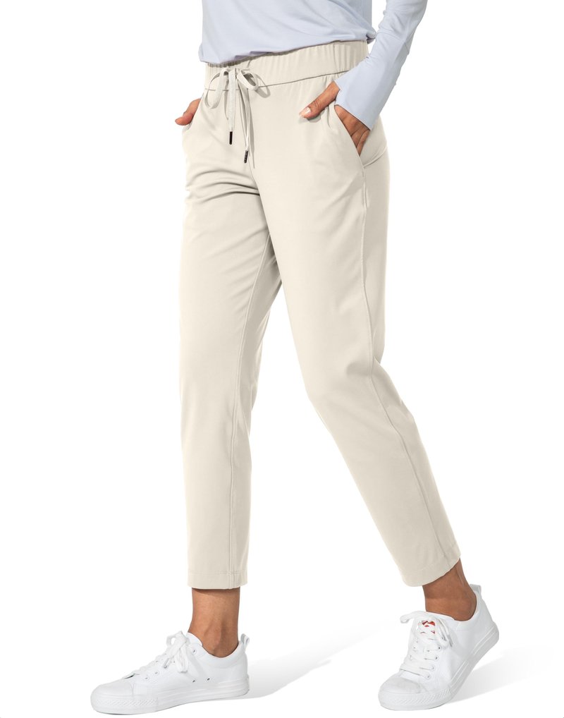 G Gradual Women's Pants with Deep Pockets 7/8 Stretch Sweatpants for Women Athletic, Golf, Lounge, Work (Light Khaki, XX-Large)
