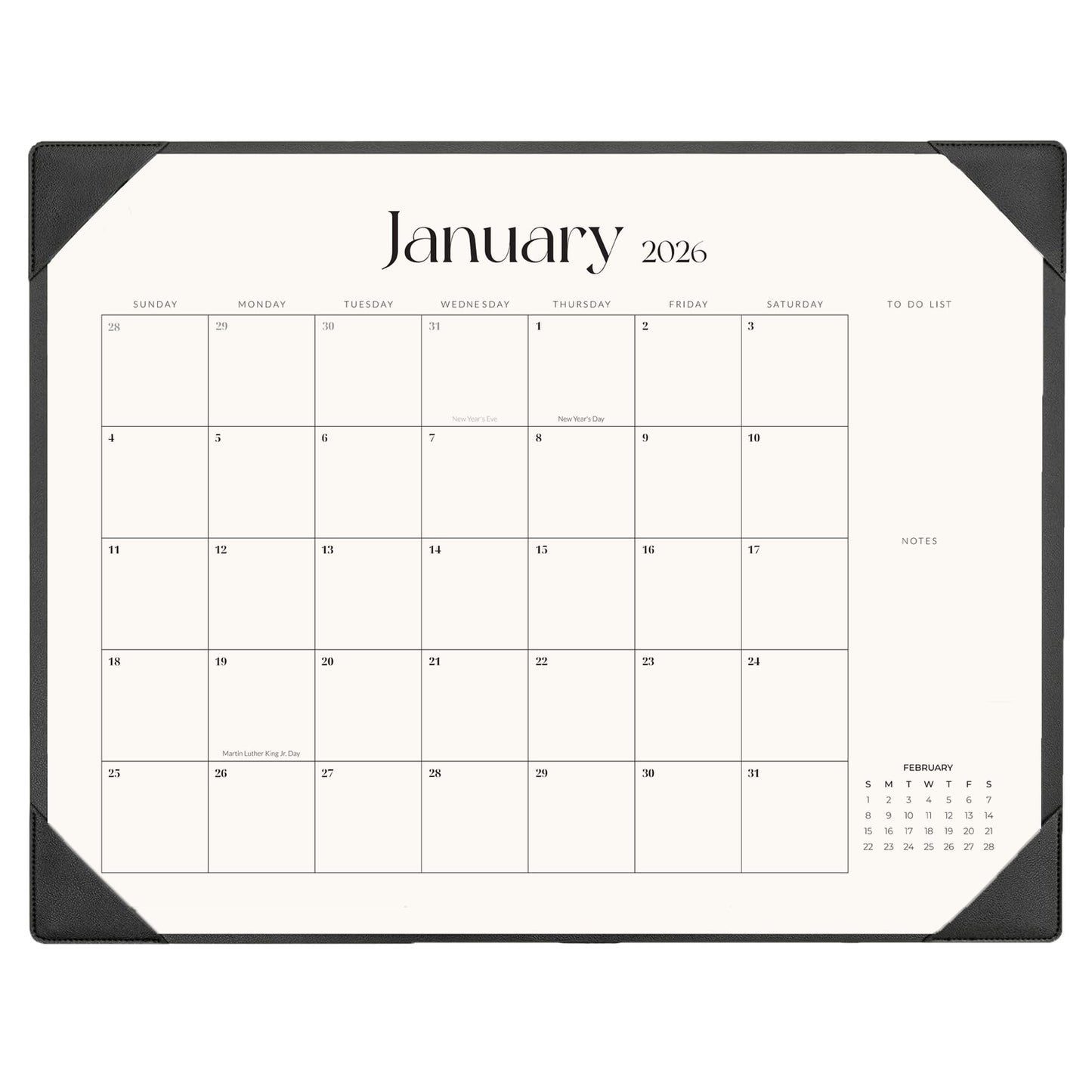 Tutazook Large Desk Calendar 2026-2027 with Desk Mat, Desktop Calendar 18 Monthly Runs from January 2026 to June 2027, Desk Pad Calendar 22 x 17 Inch Perfect for Planning, Organizing, and Scheduling Your Life (Black)