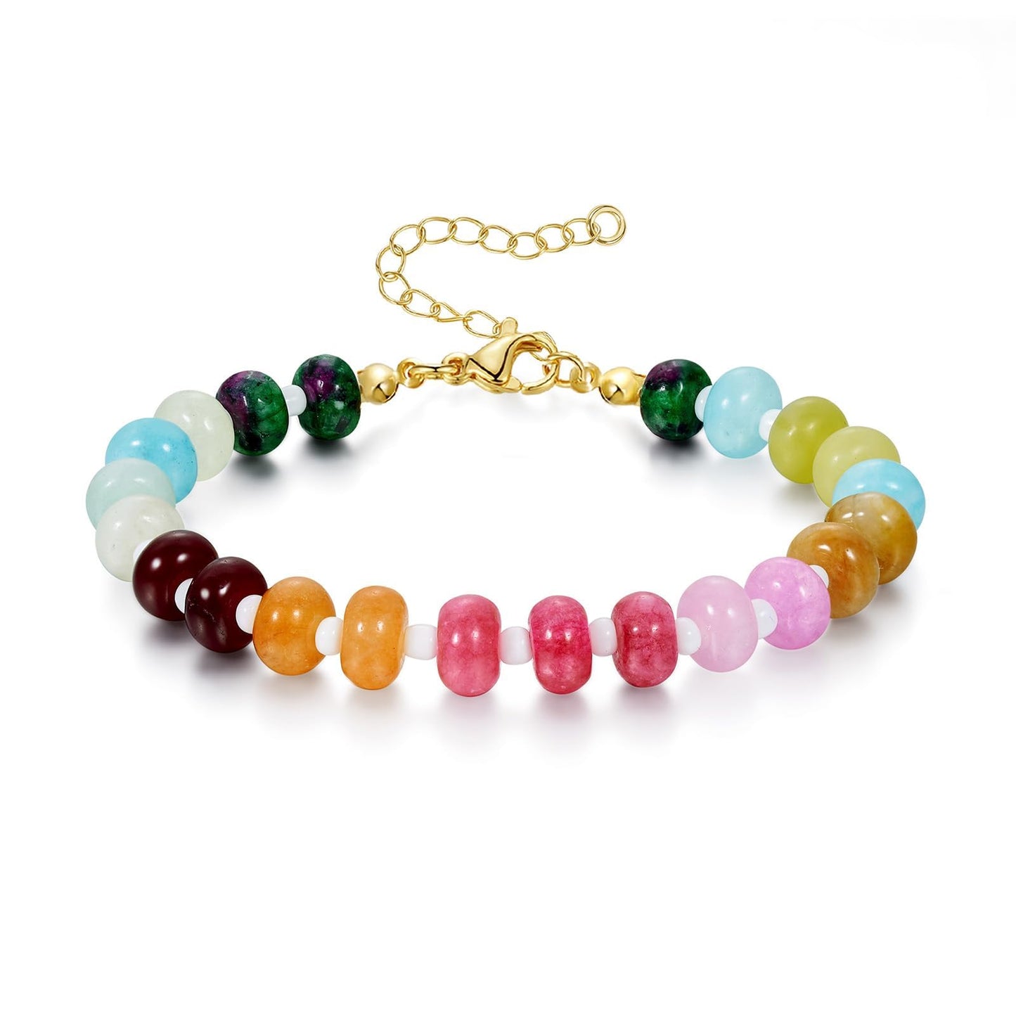 KissYan Beaded Bracelets for Women, Colorful Gemstone Boho Bead Bracelet for Beach, Natural Stone Handmade Summer Jewelry Gifts Style 1