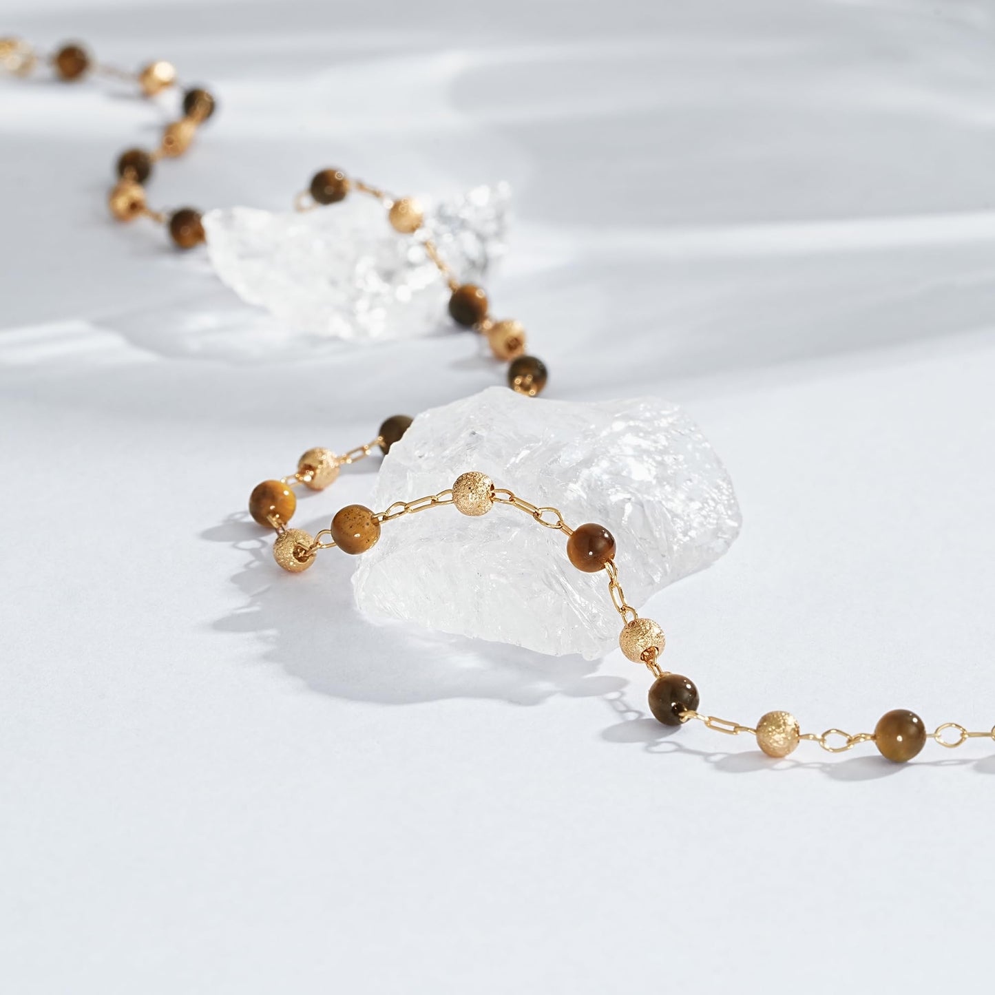 LOLAR RAY Huanghu Stone Jewelry for Women - 14K Gold Plated Round Beaded Choker Summer Beach Boho Choker Bead Gift