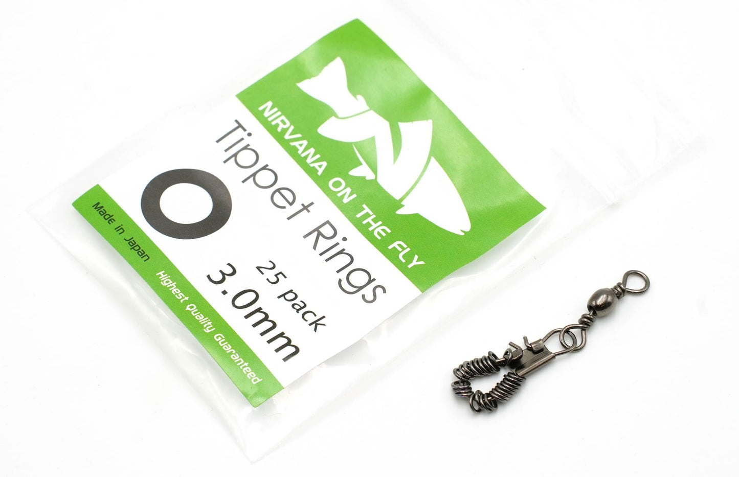 Nirvana Premium Fly Fishing Tippet Rings - 25 Rings on a Clip - Made in Japan (3mm)