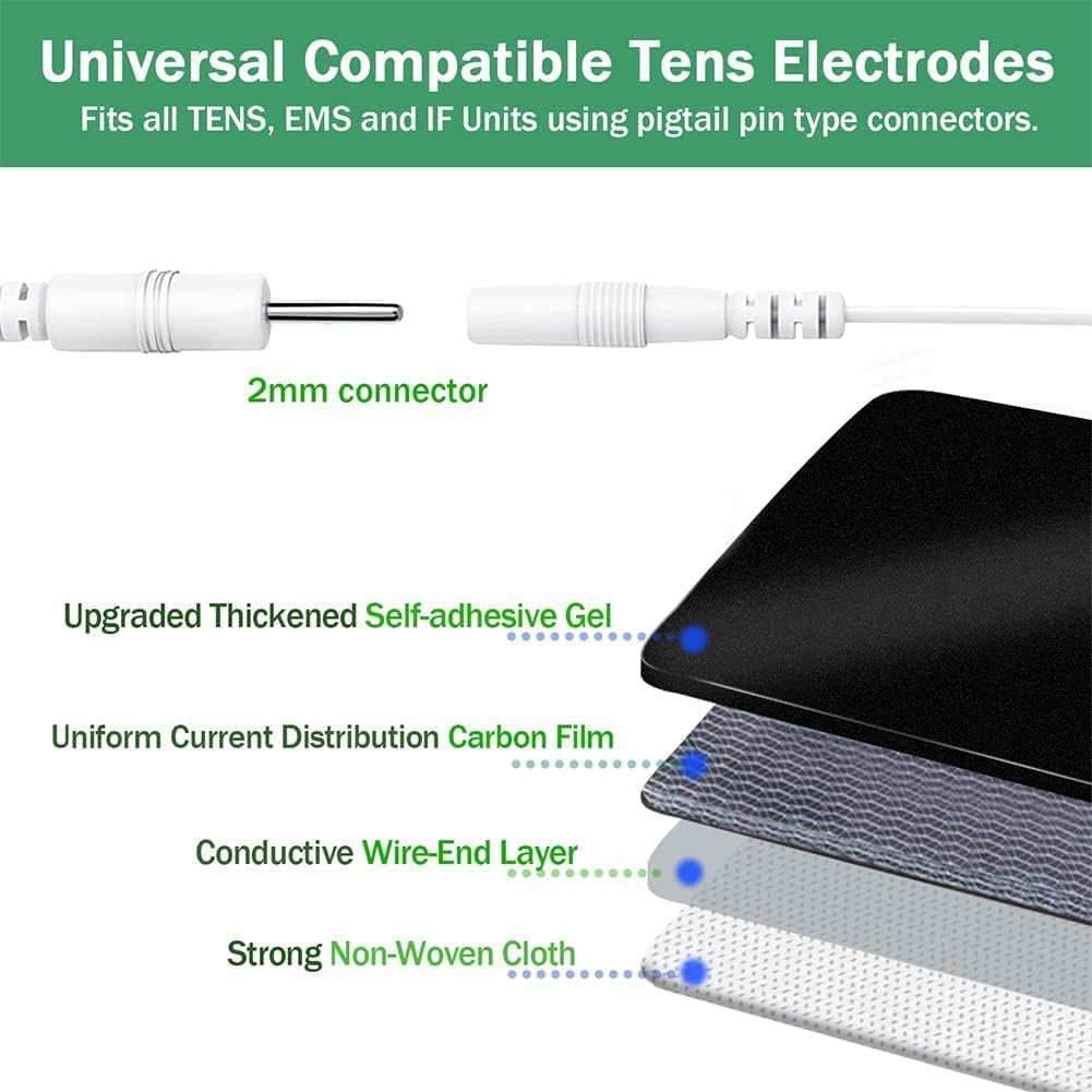 Tens Unit Electrode Pads 2"X4" 24Pcs Reusable 3rd Gen Upgraded Self-Stick Large Rectangular TENS Pads Replacement Compatible with TENS 7000, AUVON, Etekcity, TENKER, HealthmateForever TENS