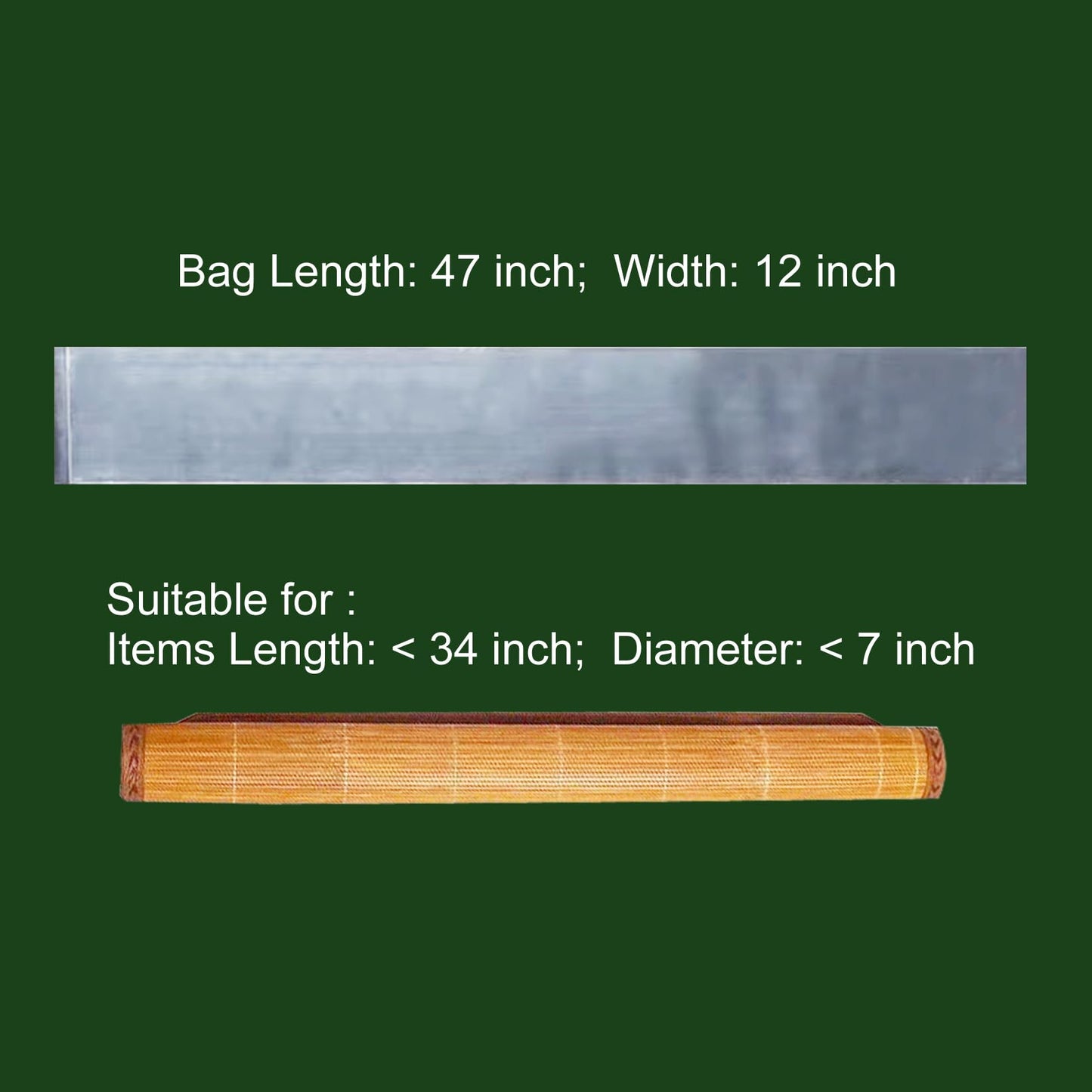 Flat Open 12x47 Inch (20-Pack) Extra Long Plastic Sleeves, Narrow Poster Bags, Plastic Blueprint Bags Waterproof Tube for Storage Clear