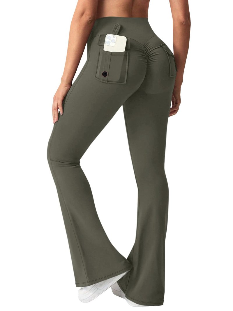 Avanova Scrunch Butt Lifting Leggings for Women Flared Yoga Workout Gym Pants with Pockets