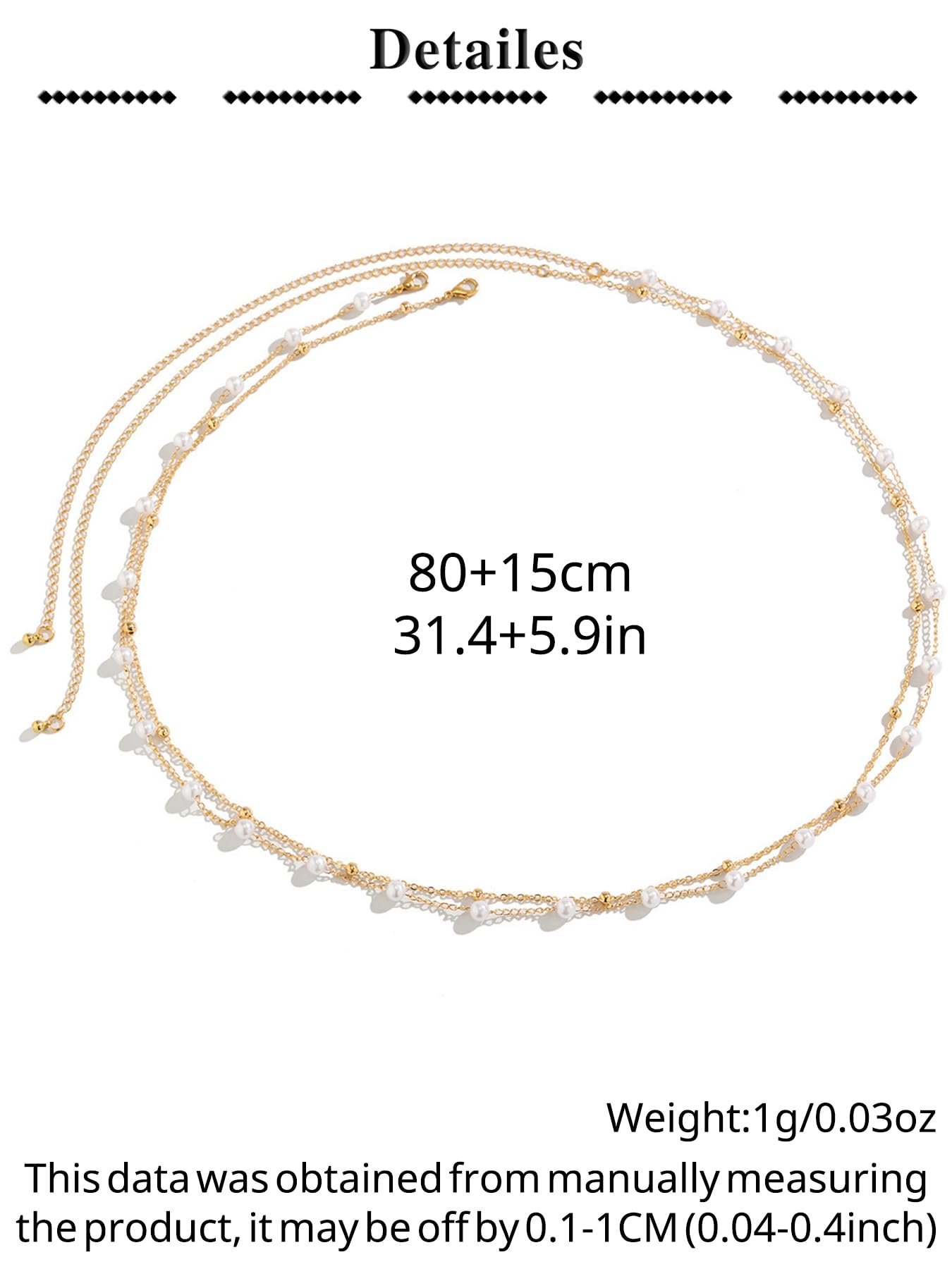 Longita 2pcs Pearl Belly Chain Gold Waist Chain for Women Waist Jewelry for Women Gold Belly Chains Beads Summer Stomach Jewelry Simple Sexy Body Chains Non Tarnish Waterproof Plus Size