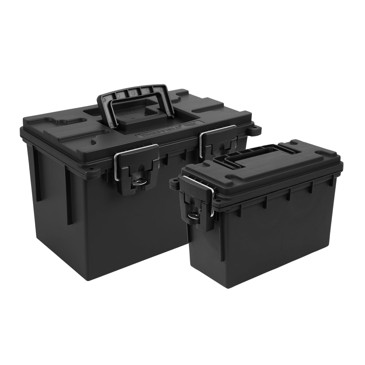 Sheffield Ammo Box Made in USA, Stackable Lockable Ammo Storage Box, Black