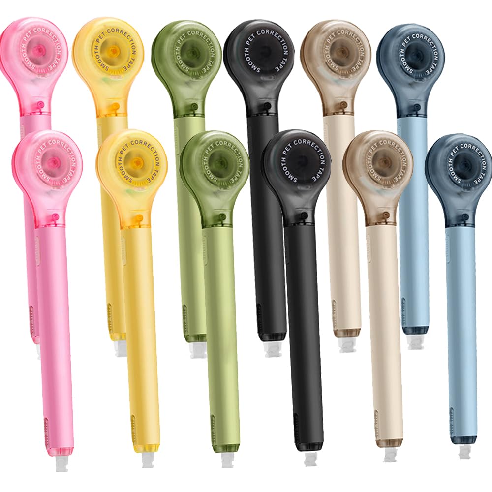 Qtopun Correction Tape Pen, White Out Tape Roller Strong Coverage Per Roll Quick-Dry Correction Tape for School Office Home (12)