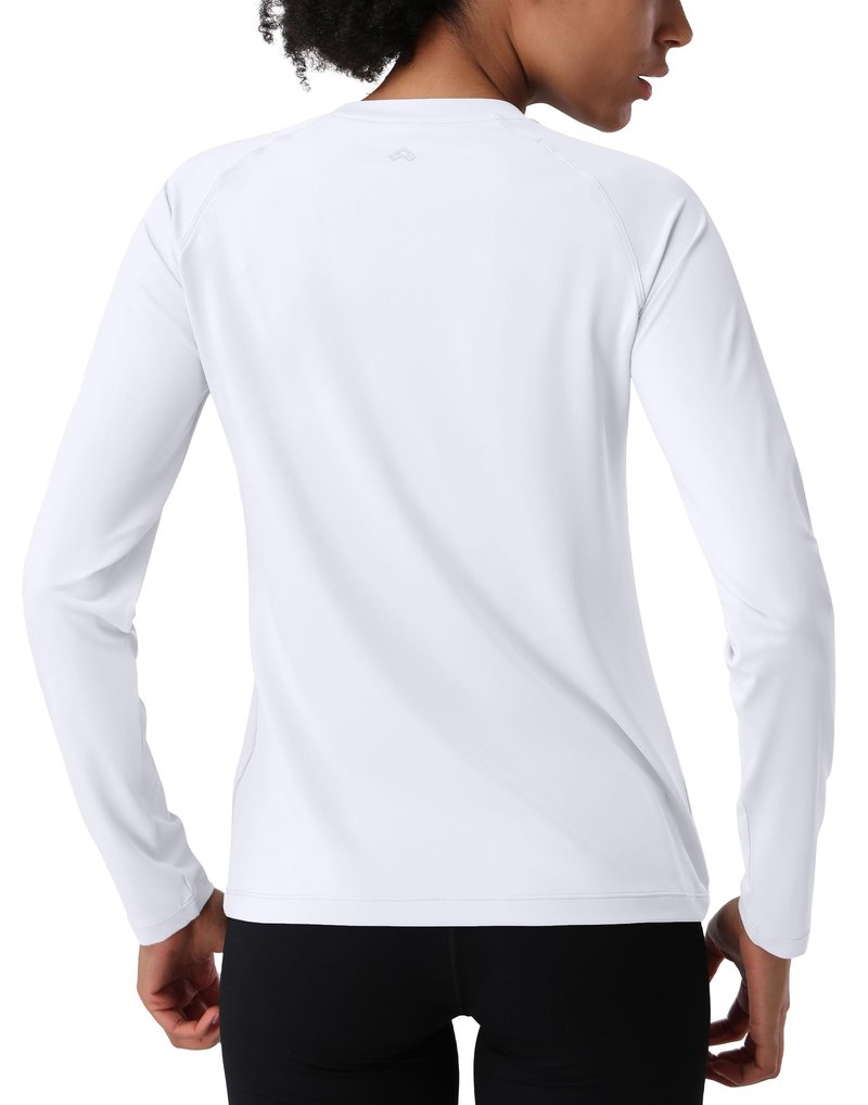 Pioneer Camp Women's UV Sun Protection SPF Shirt V Neck UPF 50+ Long Sleeve Workout Tops Quick Dry Rash Guard Hiking Running White