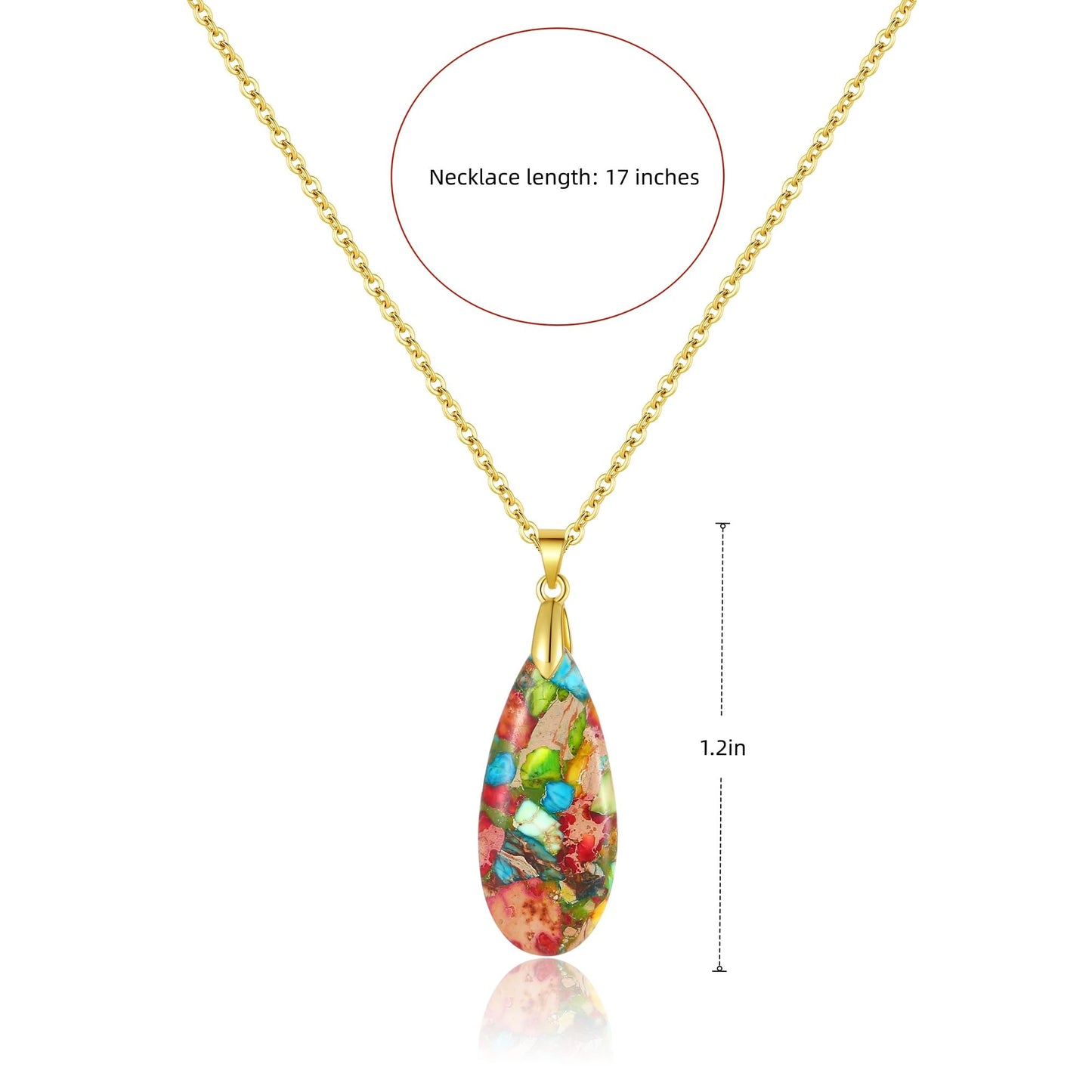 Sriomu Natural Stone Chain Necklaces (Colorful - Gold)