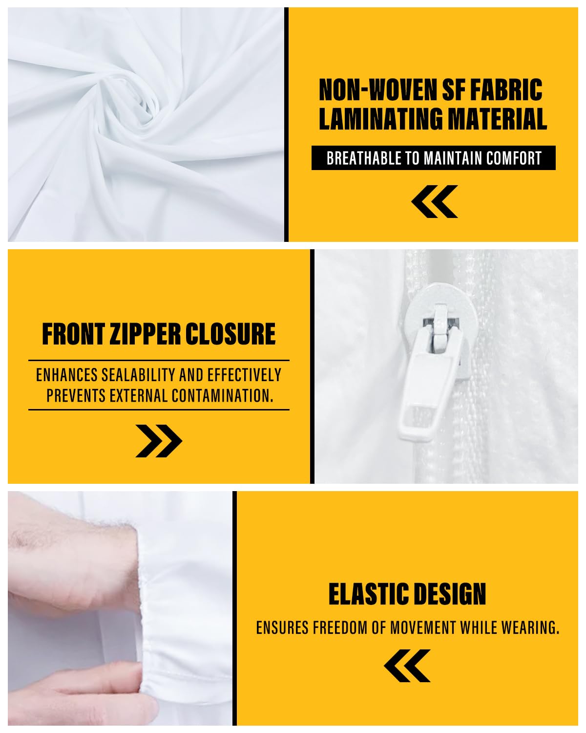 YIBER Hazmat Suit Disposable Coverall | Full Body Painters Suit in 7 Sizes with Multiple Specifications for Men & Women - Medium, White, 25