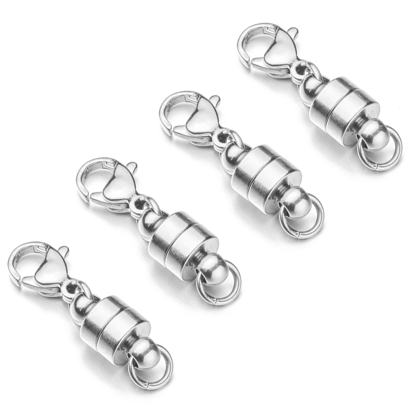 Mizeer Stainless Steel Magnetic Necklace Clasps and Closures, Magnetic Clasp Converter for Jewelry Making Supplies, Chain Extender Connector for Bracelet (4pcs Silver)