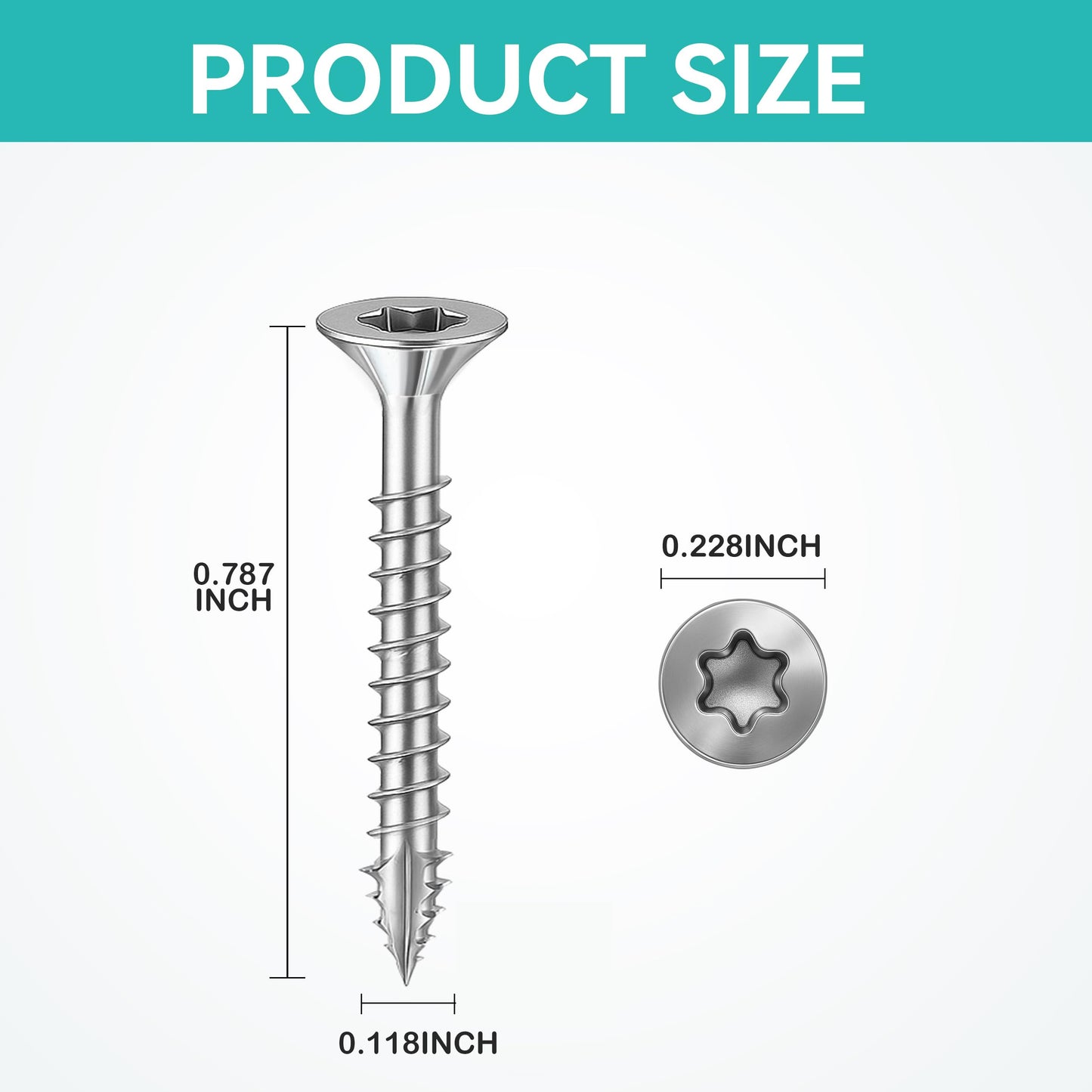 Wood Screws Torx Star Drive #4 × 3/4 inch Deck Screws T10 Flat Head Countersunk Self Tapping Thread Cut 1100pcs M3 × 20 Galvanized Carbon Steel Very Small Size Screw(1100PCS/2LB)