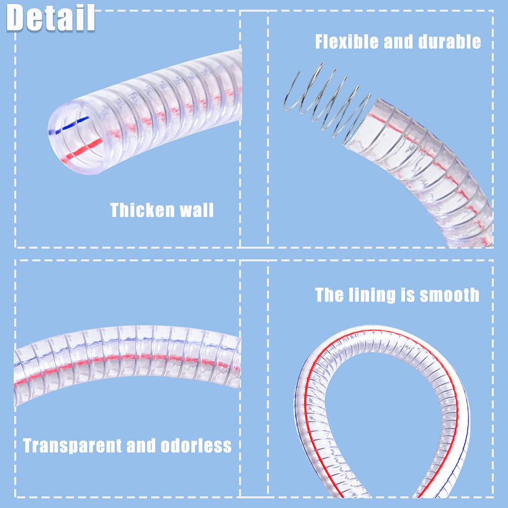 QuQuyi 1-1/2 Inch ID x 1-3/4 Inch OD Heavy-Duty Steel Wire Suction PVC Flexible Tubing High Pressure UV Chemical Resistant Thick Vinyl Hose Tube, 3.3 FT