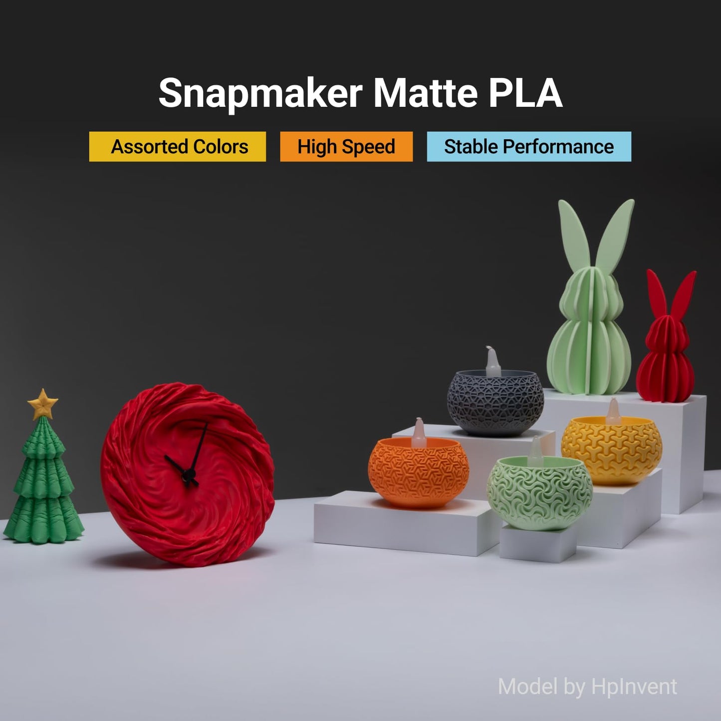 Snapmaker Matte PLA Filament 1.75mm, RFID 3D Printer Filament for Snapmaker U1, Dimensional Accuracy +/- 0.02mm, 300mm/s High Speed Printing Clog-Free for Most FDM Printers,1kg(2.2lbs) Pine Green