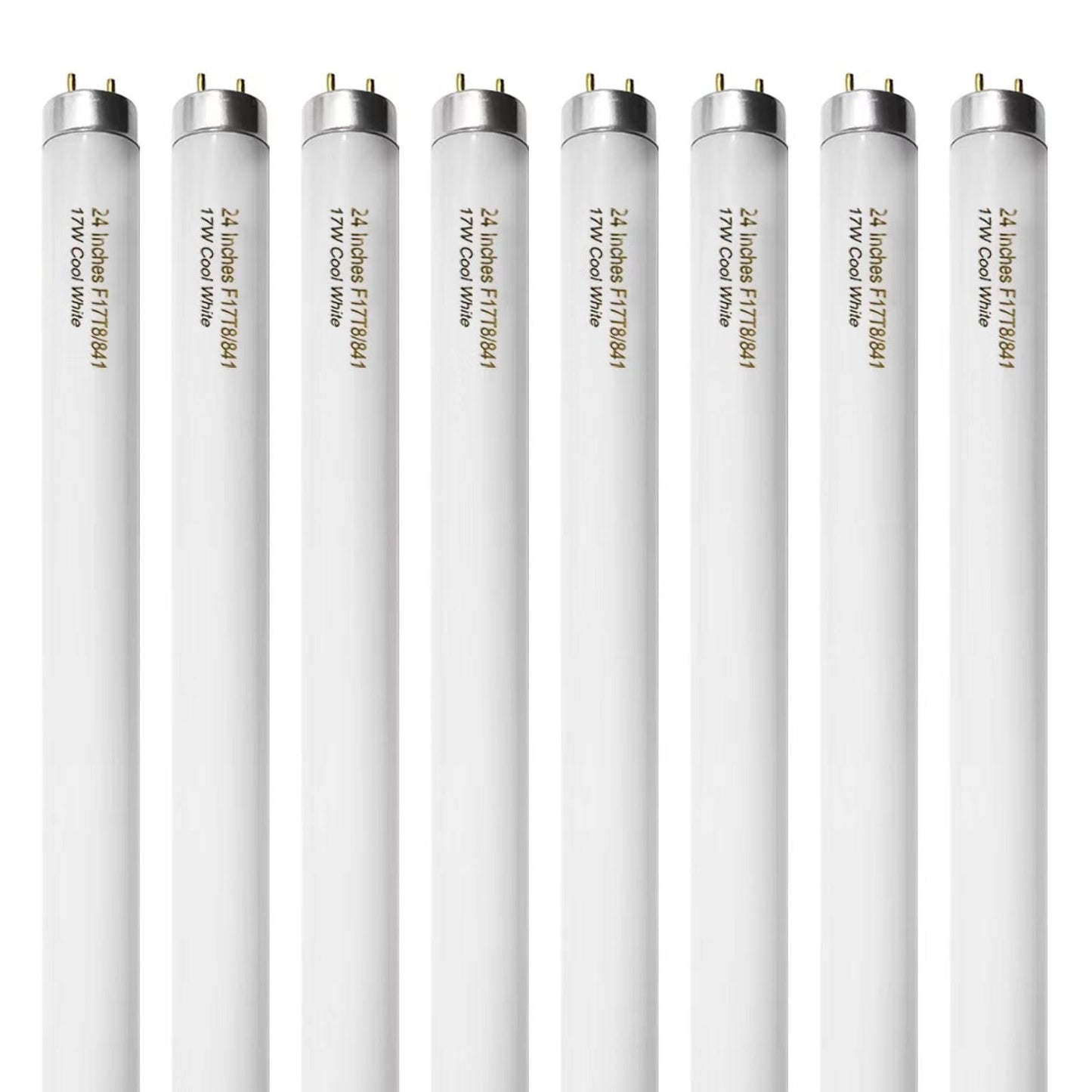 Konideke 8 Pack 24 inch F17T8/841 17 Watts Light Bulb, 2 Foot Straight Fluorescent Tube T8 Tube Light, 4100K Cool White 1400 Lumen G13 Medium Bi-Pin Cap 8 Count