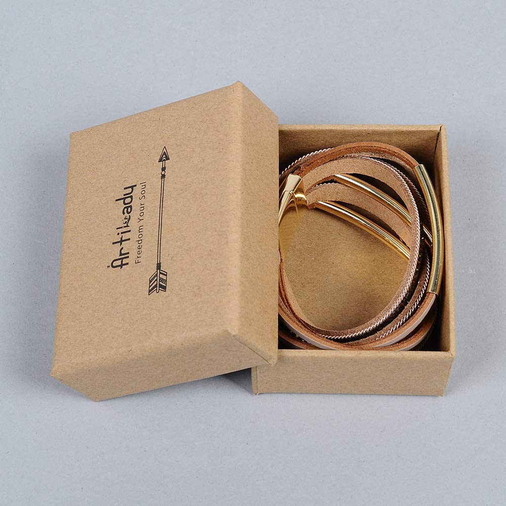 Artilady Leather Wrap Bracelet for Women-Boho Multi Layered Stackable Bracelets Bangle With Magnetic Clasp Jewelry for Women Trendy