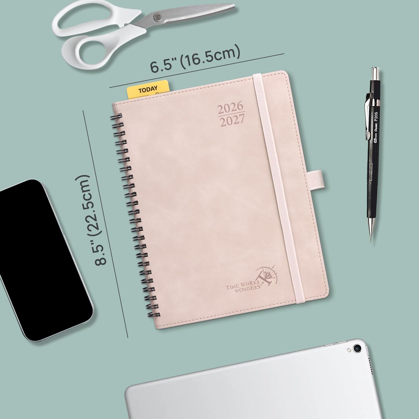 POPRUN Weekly Planner 2026-2027, 6.5" x 8.5", (July 26-June 27) Academic Weekly and Monthly Planner, Calendar Notebook 2026-2027 Agenda for School, College, Spiral Leather Softcover - Brown