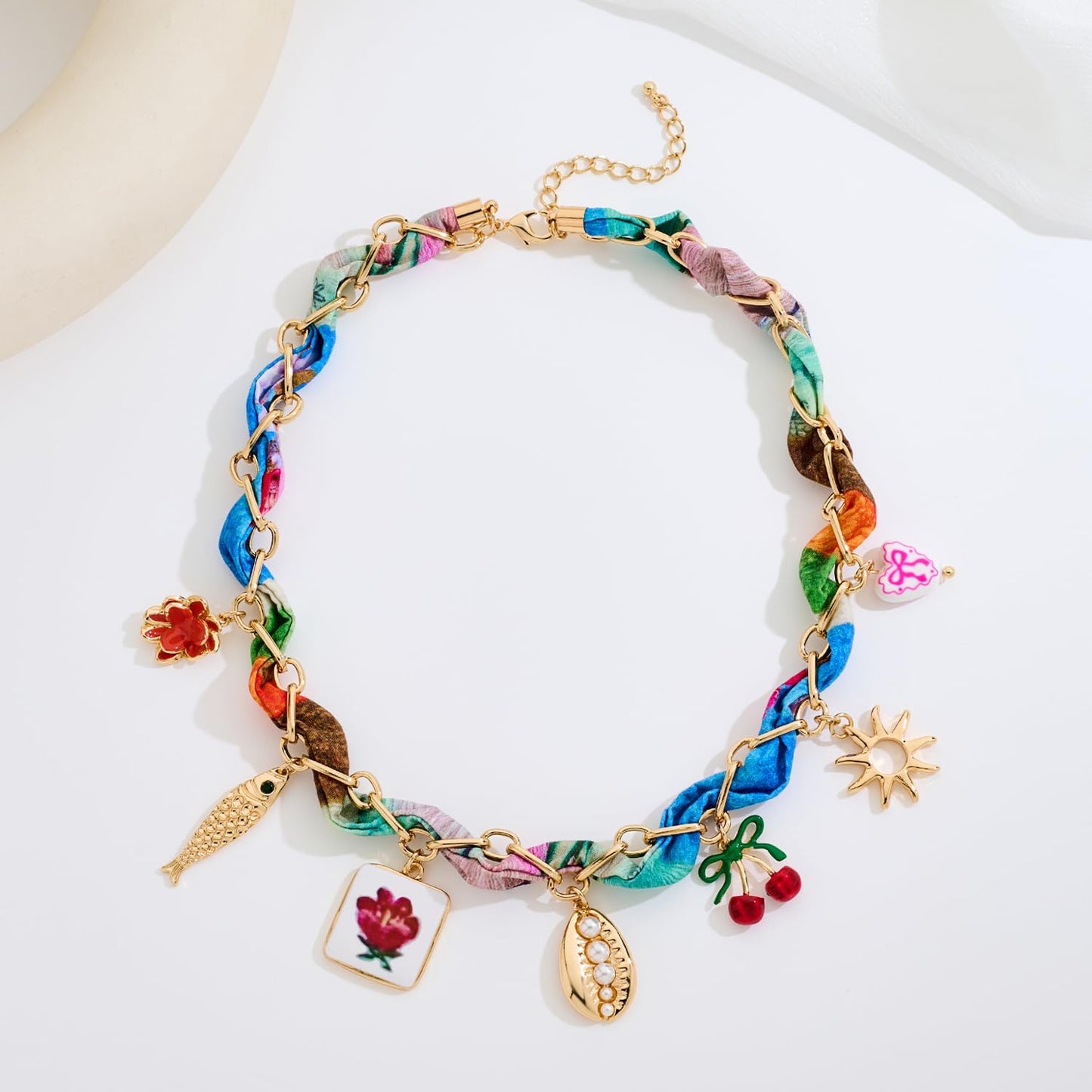 LILIE&WHITE Gold Layered Necklace for Women Trendy Heart Pendant Necklaces Bandana Necklace With Evil Eye Heart Jewelry Gift