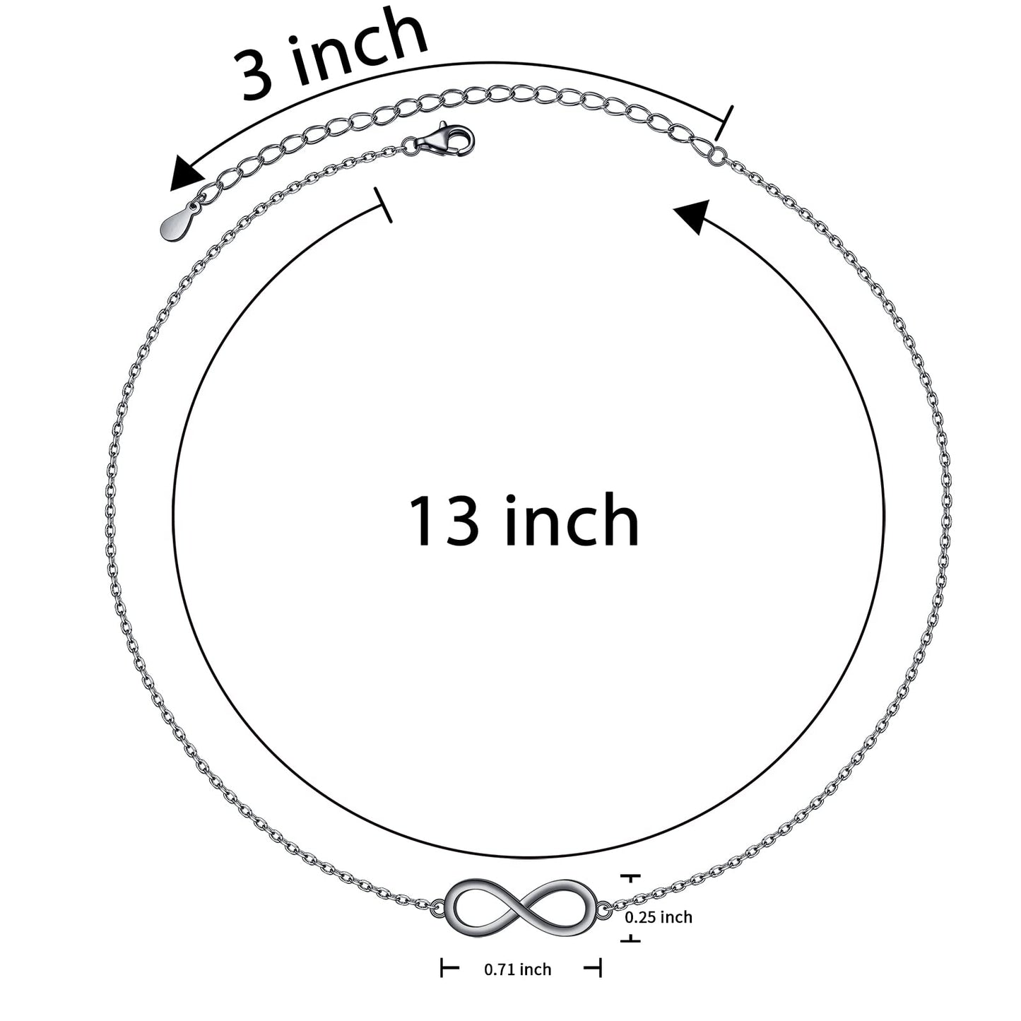 DAOCHONG S925 Sterling Silver Black Infinity Choker Short Dainty Necklace Pendant for Women Jewelry Gift