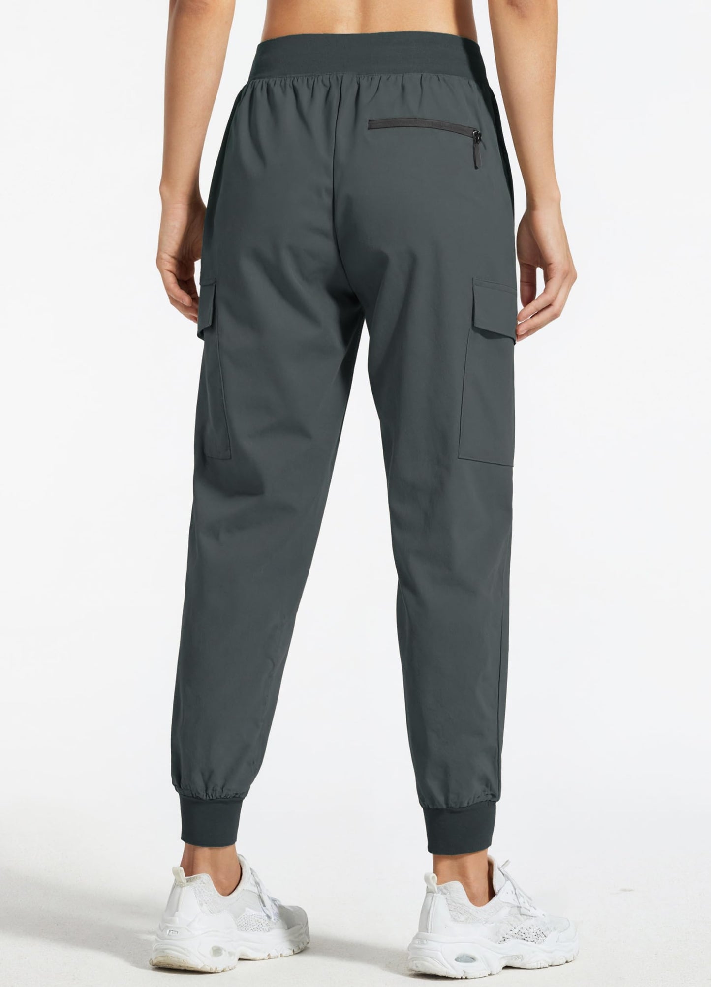 Libin Women's Cargo Joggers Lightweight Quick Dry Hiking Pants Athletic Lounge Casual Travel Petite, Steel Gray XXL