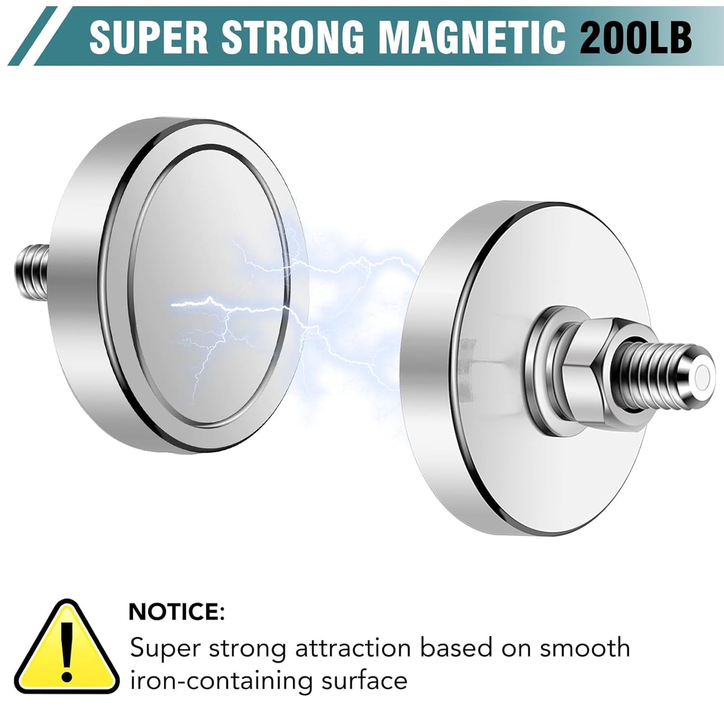 Super Strong Neodymium Round Magnet with M8 Male Thread Nuts Bolts 200 lb Corrosion-Resistant Mounting Magnet for Lighting Camera and Other Brackets Outdoor Tools 44mm D - 16 Packs