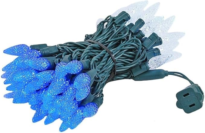 Novelty C6 70 LED Hanukkah & Christmas String Lights, 24FT Permanent comerc. Grade Lights (Blue/Pure White)