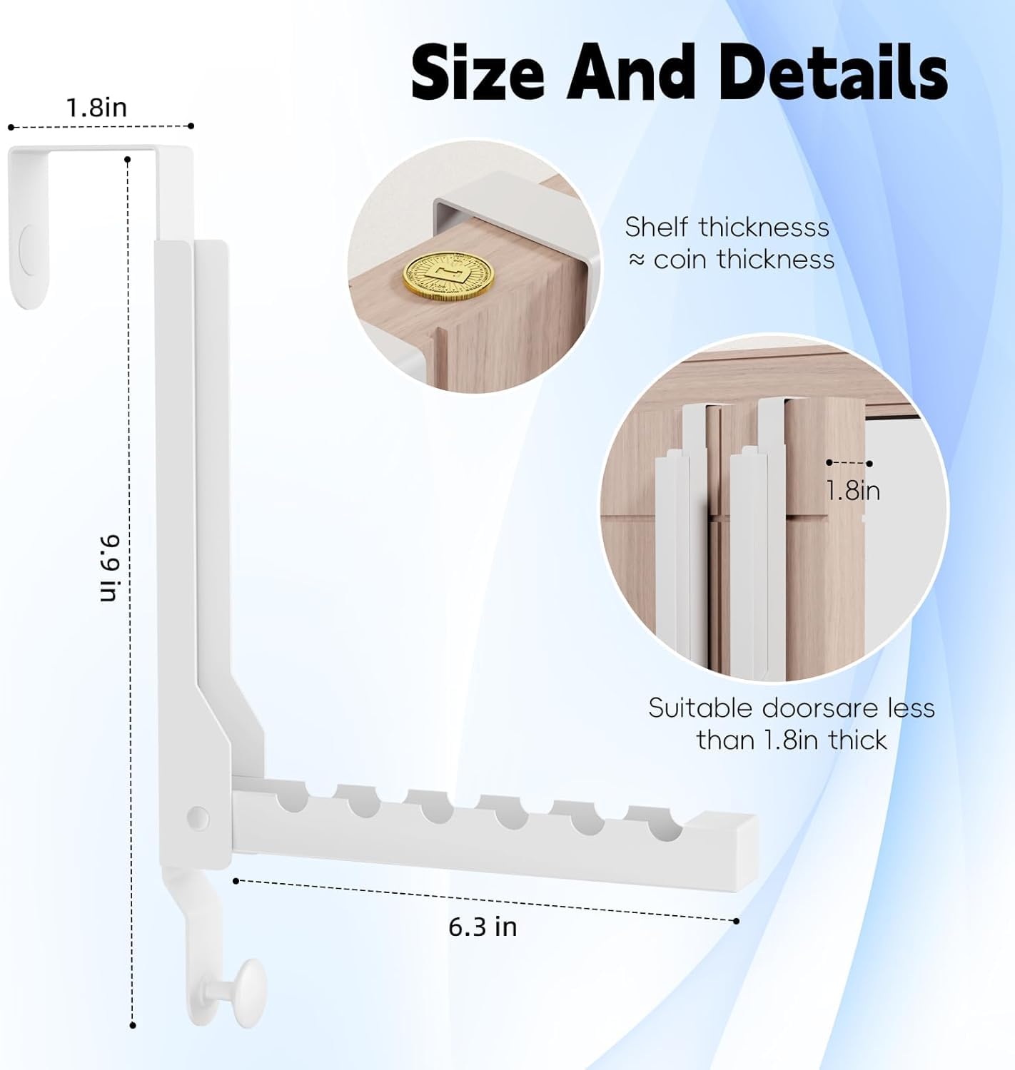 2 Pack Heavy Duty Over the Door Hanger, Compact Foldable Over Door Hook, Portable Compact Over Door Drying Rack for Laundry, Metal Over the Door Clothes Hanger, Rustproof & Waterproof (White)