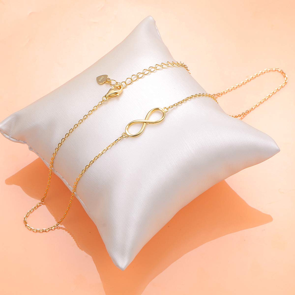 DAOCHONG S925 Sterling Silver Gold Infinity Choker Short Dainty Minimalist Necklace Pendant for Women Jewelry Gift