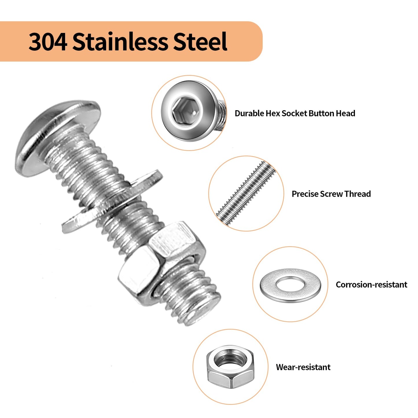 690 Pcs M5 Nuts and Bolts Assortment Kit, Pan Head Machine Screws and Nuts, Stainless Steel Hex Button Head Socket Cap Screws Bolts and Washers, Metric Screw Assortment, Fully Threaded
