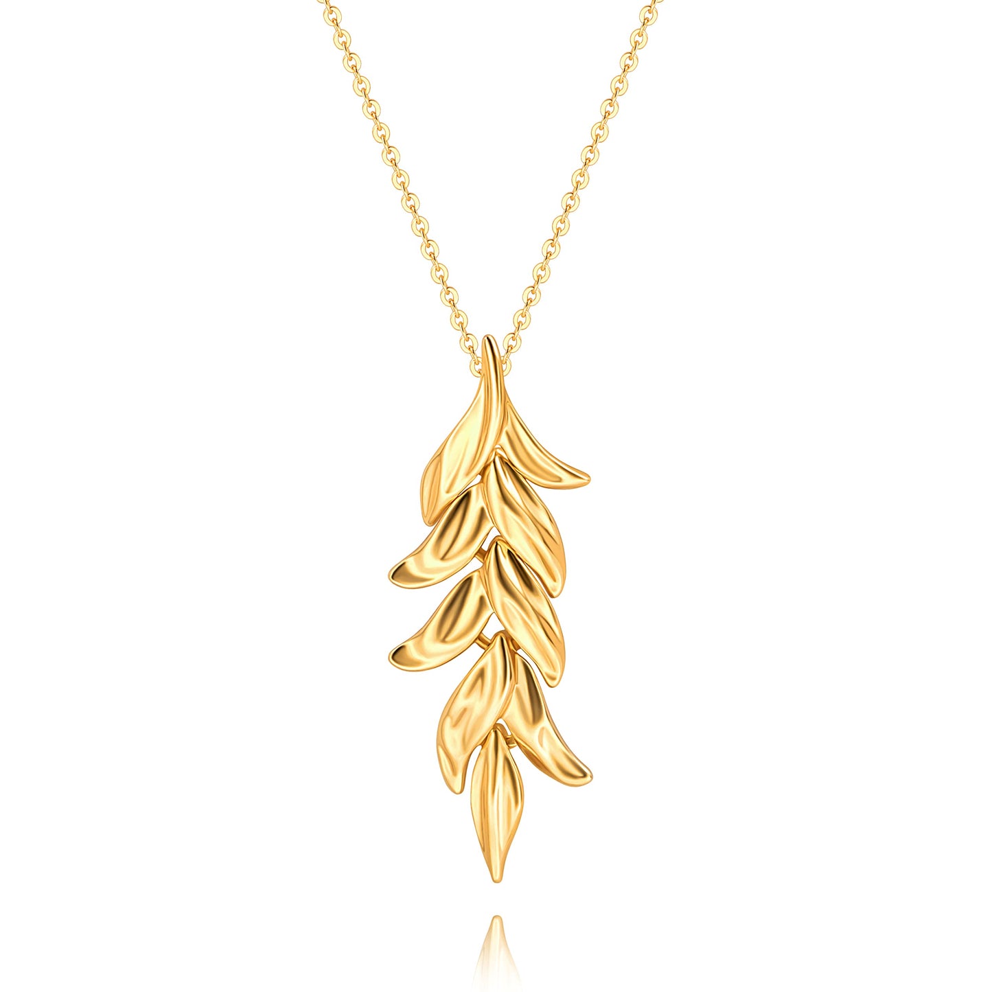 PERNNLA PEARL Statement Leaf Pendant Long Necklaces Dainty Gold Chain Sweater Necklaces Multi-layer Y Necklace for Women Boho Fashion Jewelry
