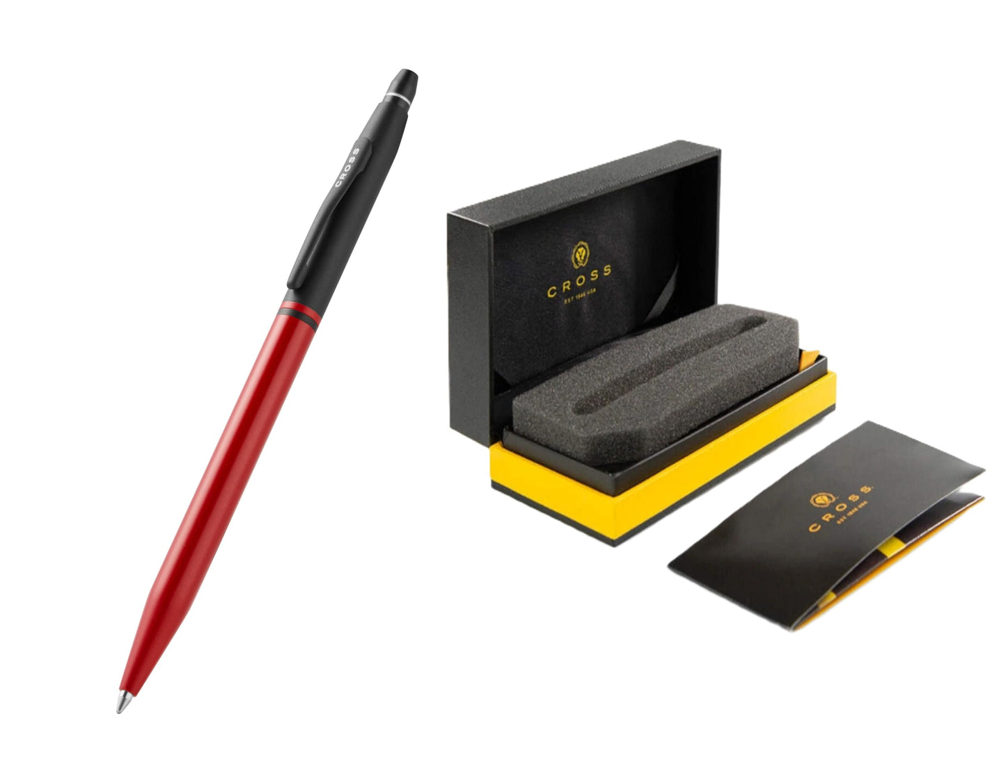 Cross Click Tuxedo Selectip Ballpoint Pen, Striking Satin Metallic Red with Black Contrasting Appointments, High-End Gift, Smooth Writing, Luxury Corporate Gift Box