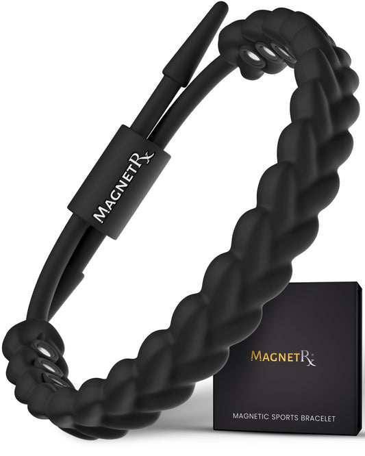 MagnetRX® Magnetic Sports Bracelet for Men – Ultra Strength Magnetic Balance Bracelet for Men & Women with Adjustable Clasp – Waterproof & Sweatproof Silicone Golf Bracelets for Everyday Wear