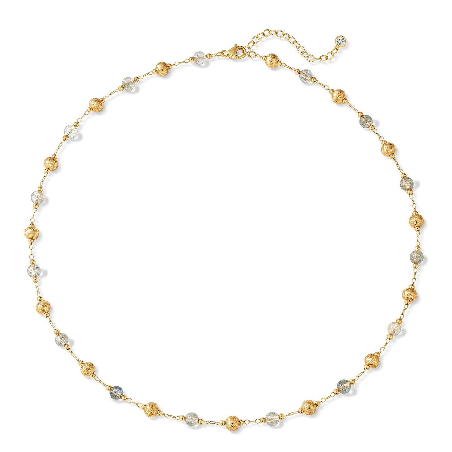 LOLAR RAY Beaded Gold Necklace for Women - 14K Gold Plated Stone Handmade Bead Choker Short Chain Link Charm Necklace For Jewelry Gift